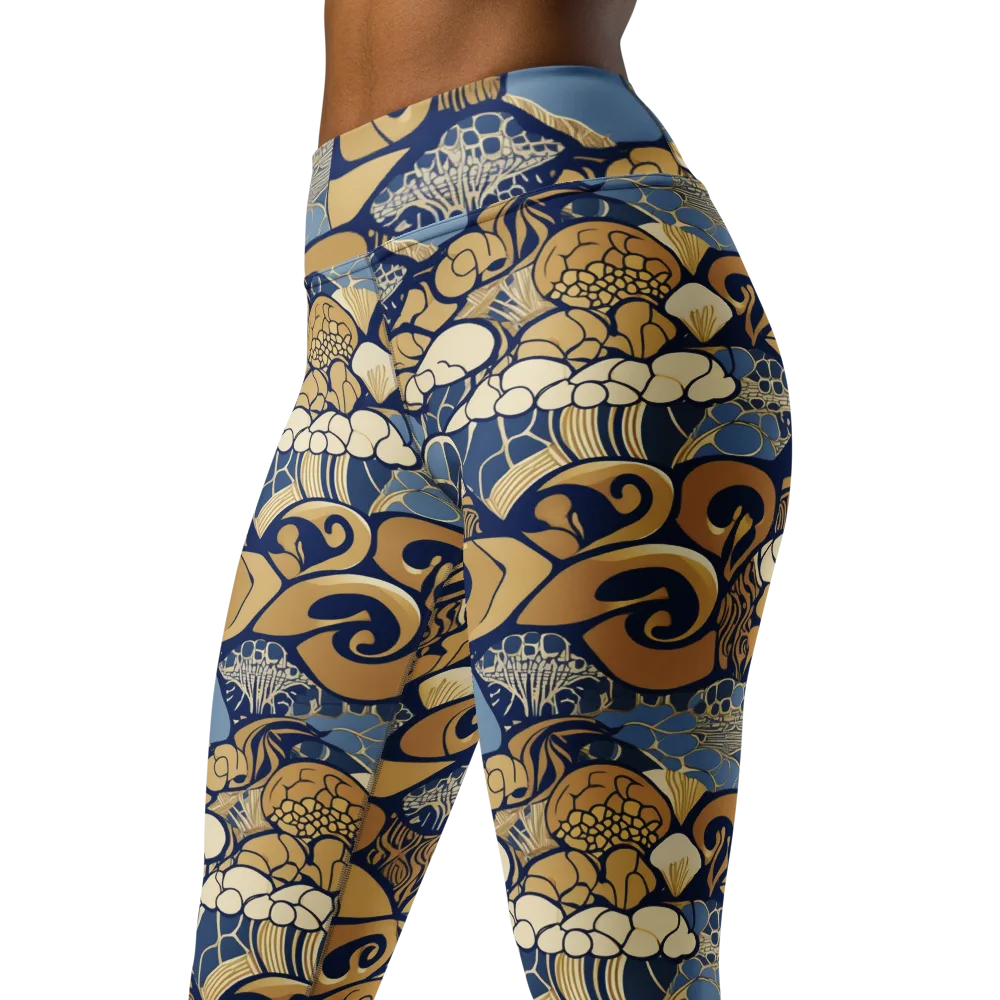 Art Nouveau Reef on Yoga Leggings — Left Front