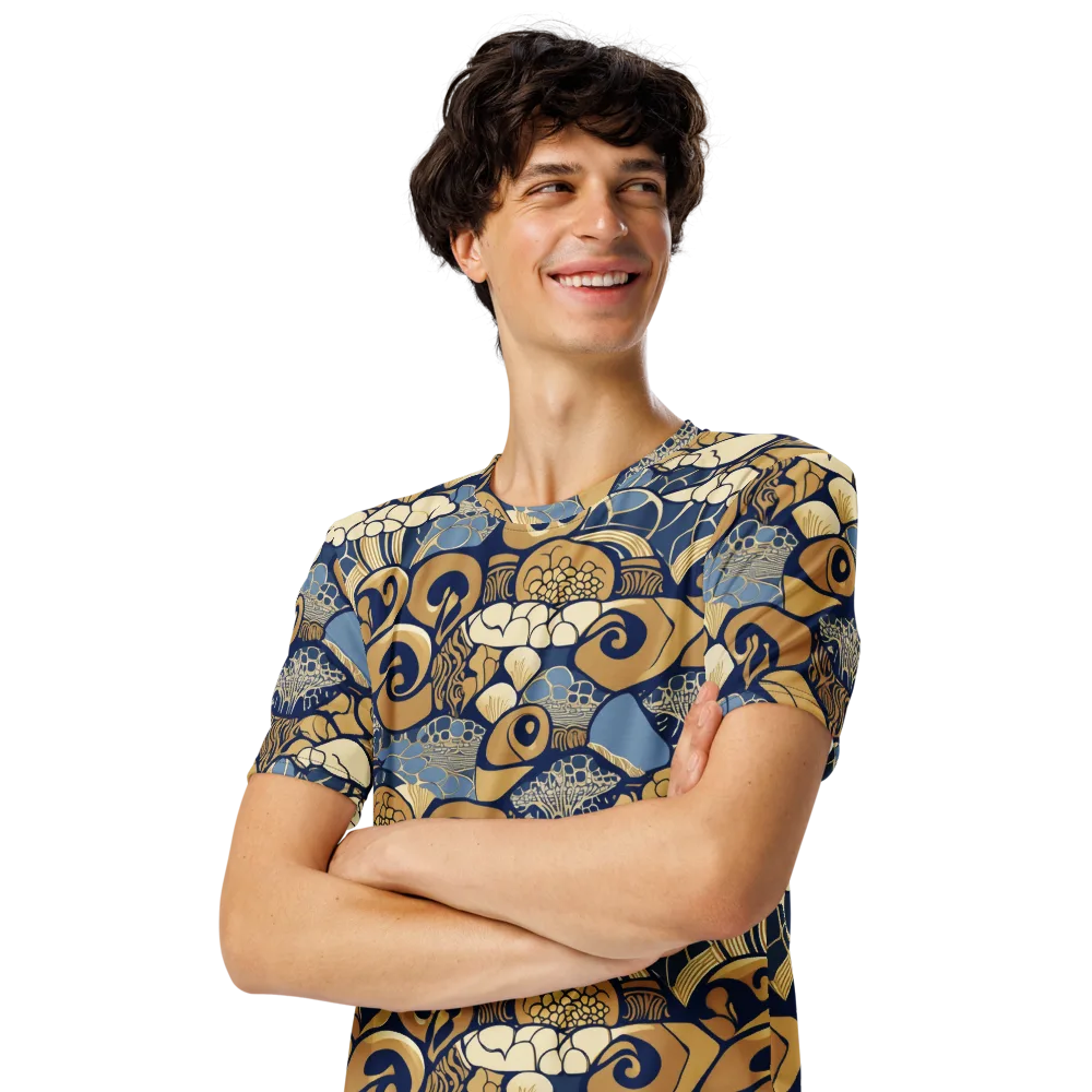 Art Nouveau Reef on Men's Crew Neck T-Shirt — Left Front