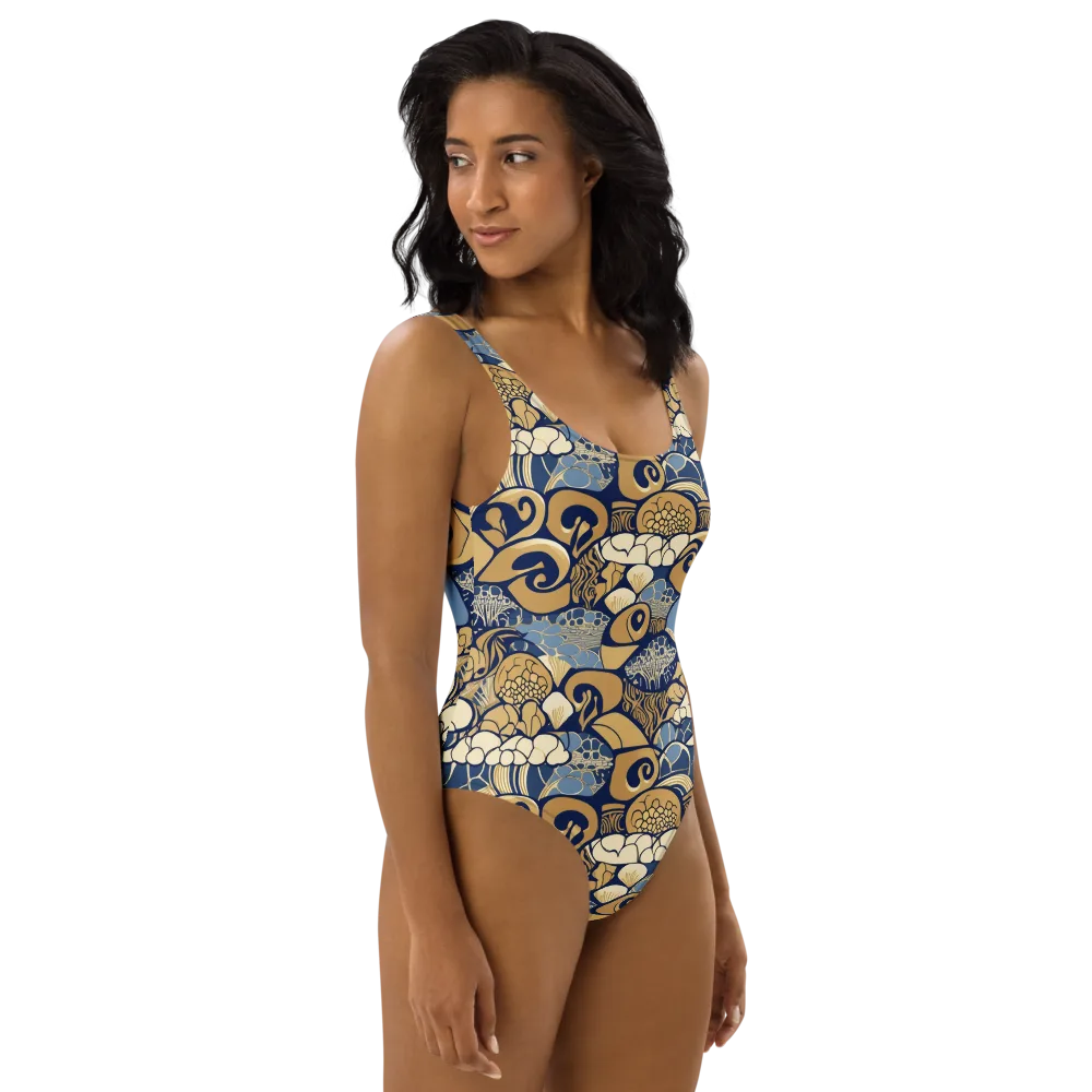 Art Nouveau Reef on One-Piece Swimsuit — Right
