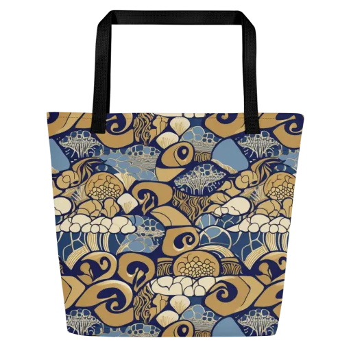 Art Nouveau Reef on a Large Tote Bag W/ Pocket