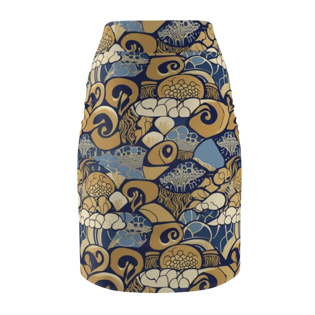 Art Nouveau Reef on Pencil Skirt — Back
