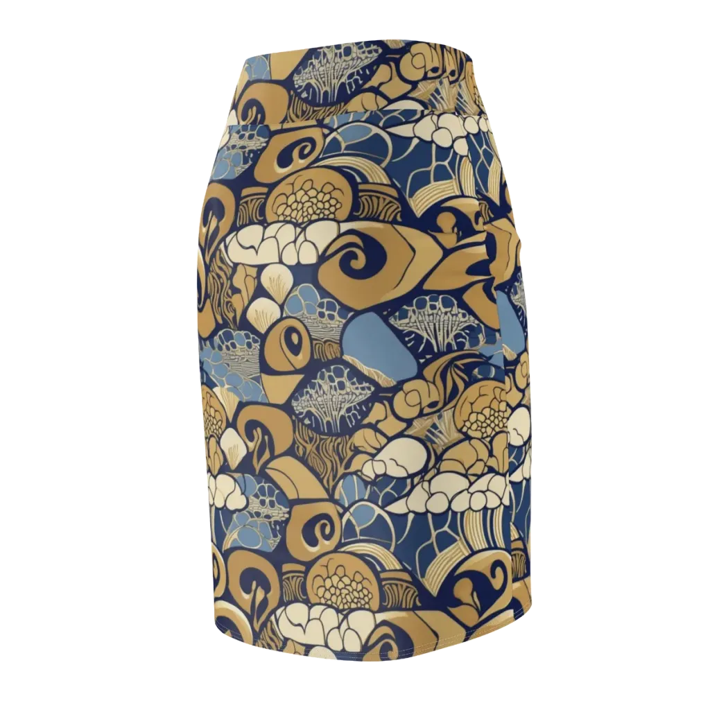 Art Nouveau Reef on Pencil Skirt — Back Side
