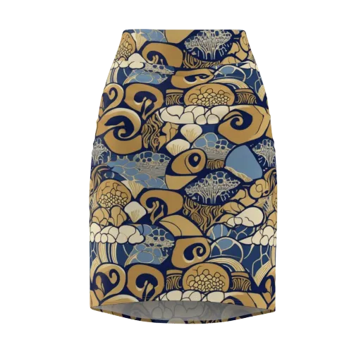 Art Nouveau Reef on a Pencil Skirt
