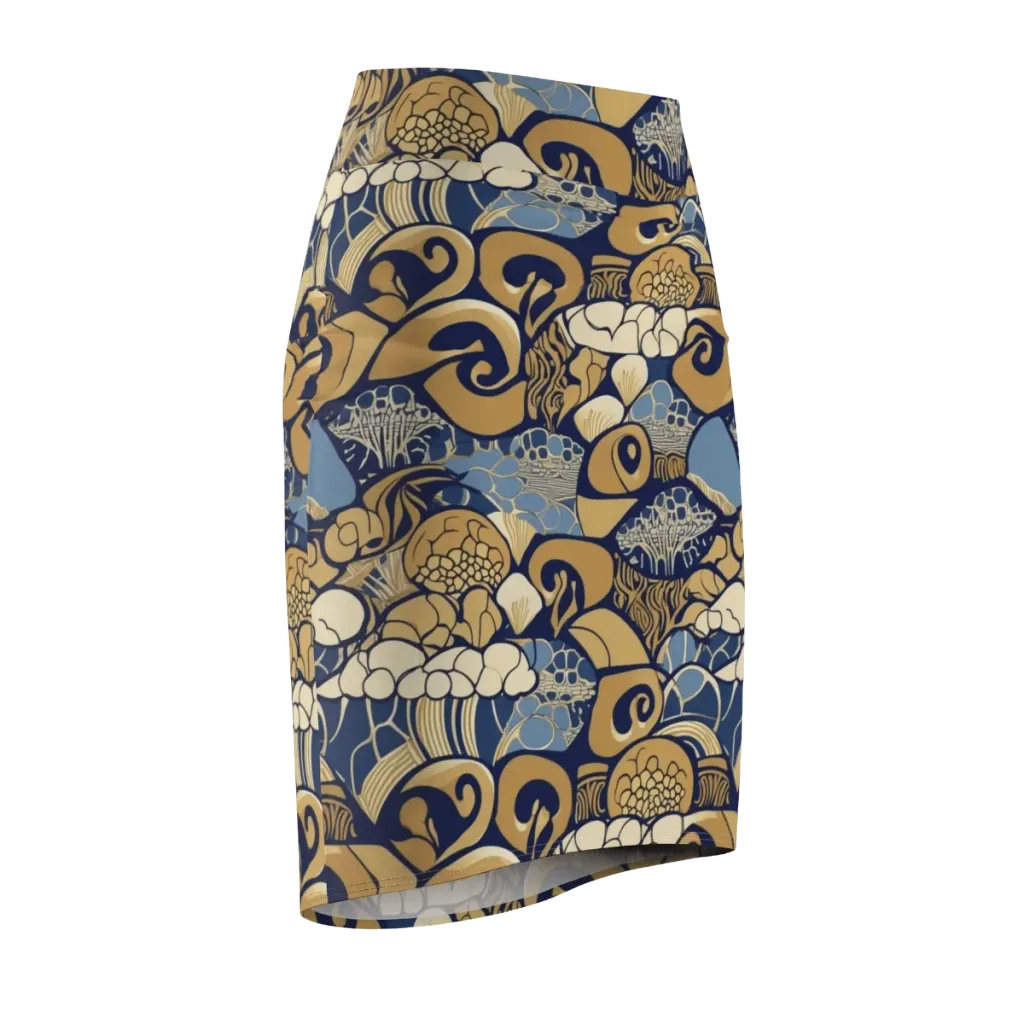 Art Nouveau Reef on Pencil Skirt — Front Side