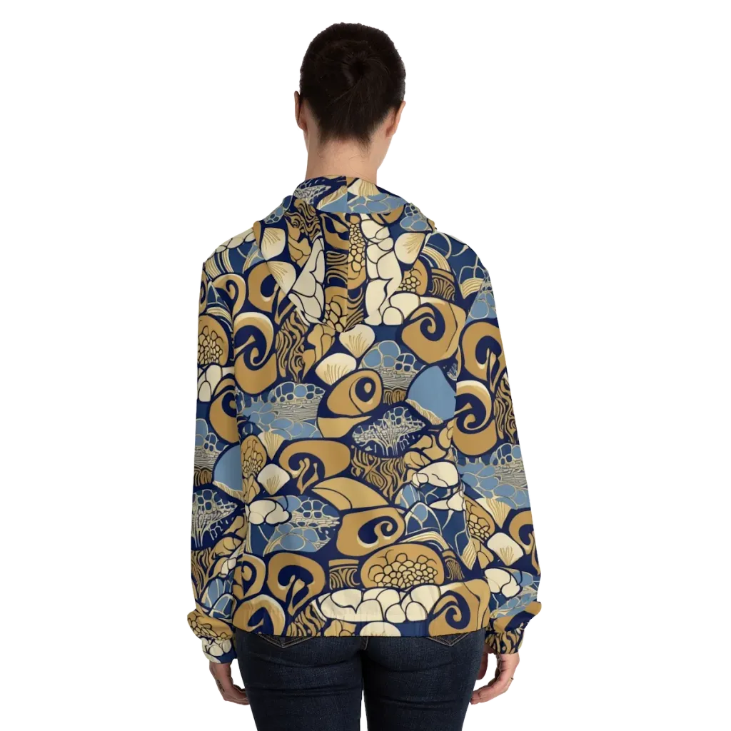 Art Nouveau Reef on Women's Full-Zip Hoodie — Back On Person