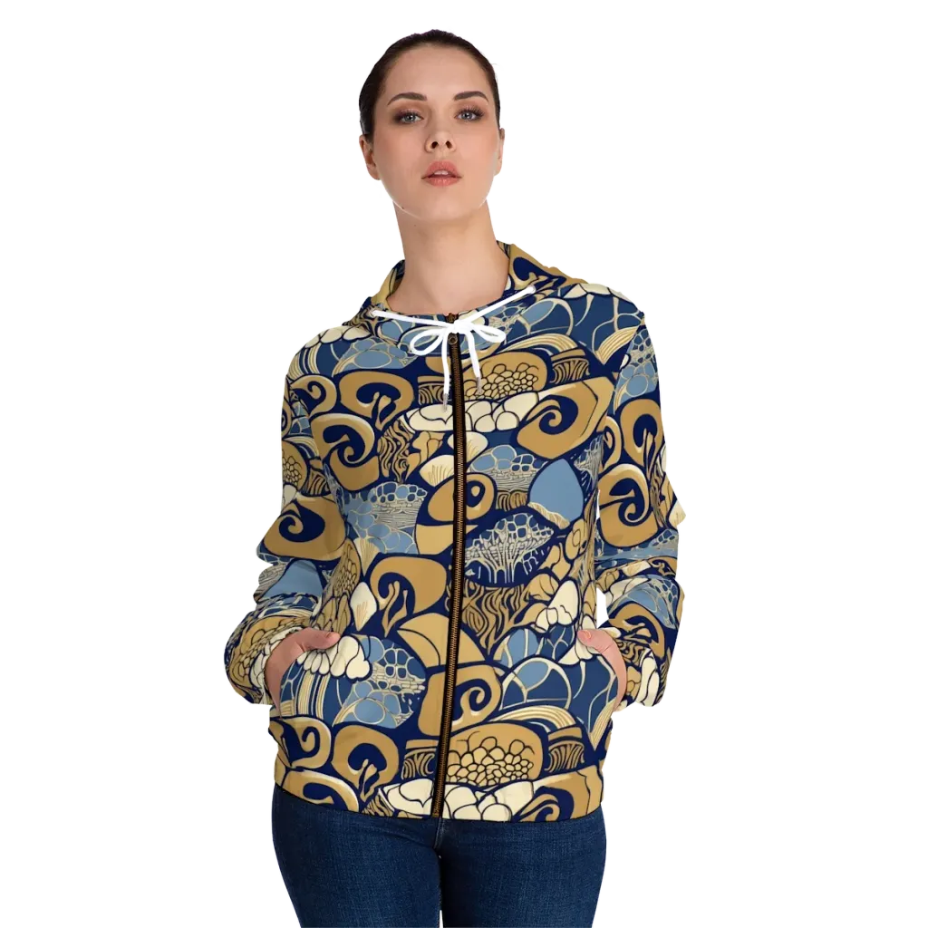 Art Nouveau Reef on Women's Full-Zip Hoodie — Front On Person