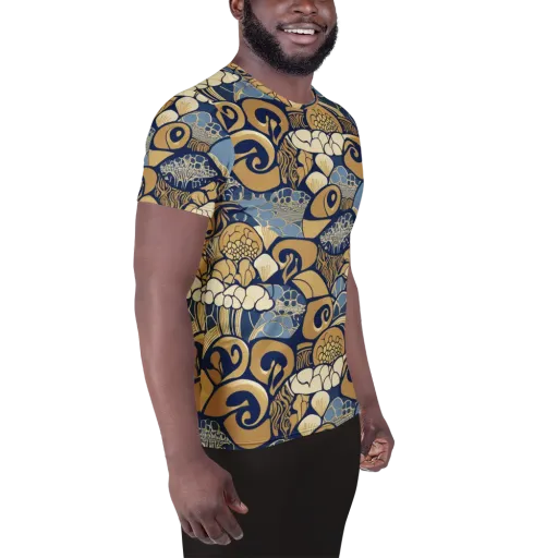 Art Nouveau Reef on a Men's Athletic T-Shirt