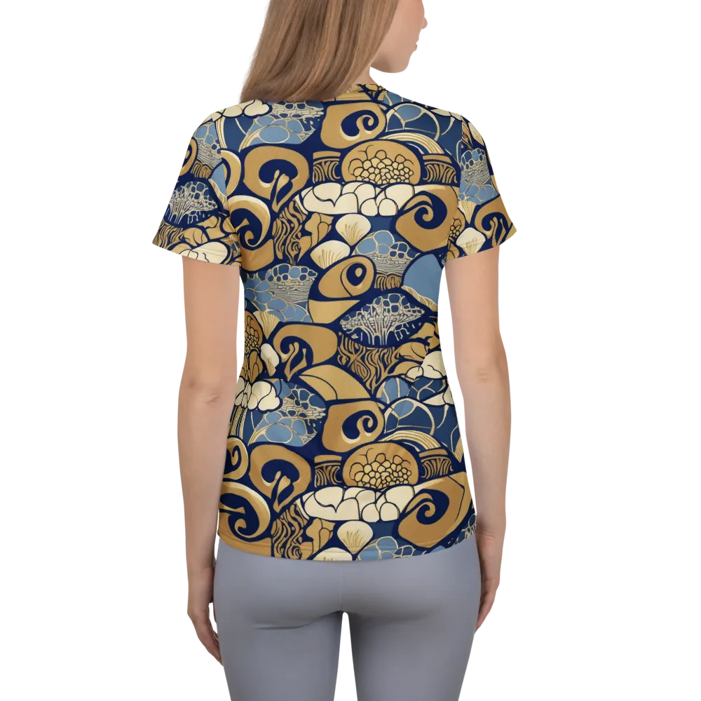 Art Nouveau Reef on Women's Athletic T-Shirt — Back