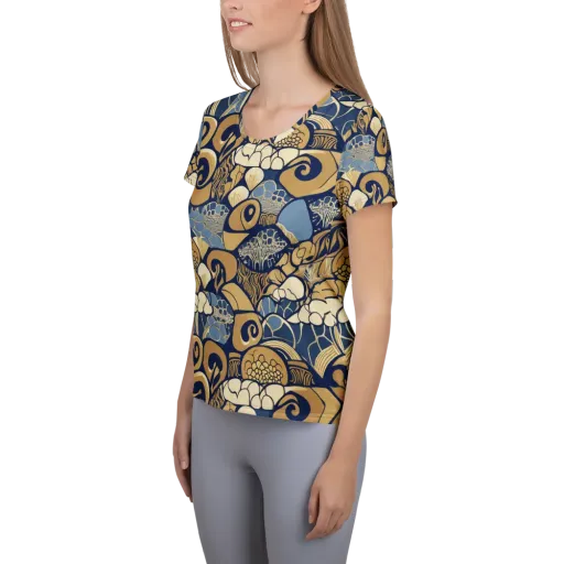 Art Nouveau Reef on a Women's Athletic T-Shirt