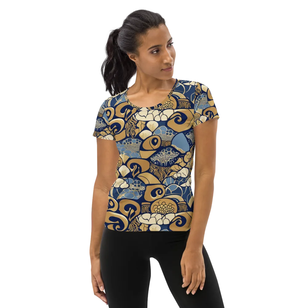 Art Nouveau Reef on Women's Athletic T-Shirt — Front