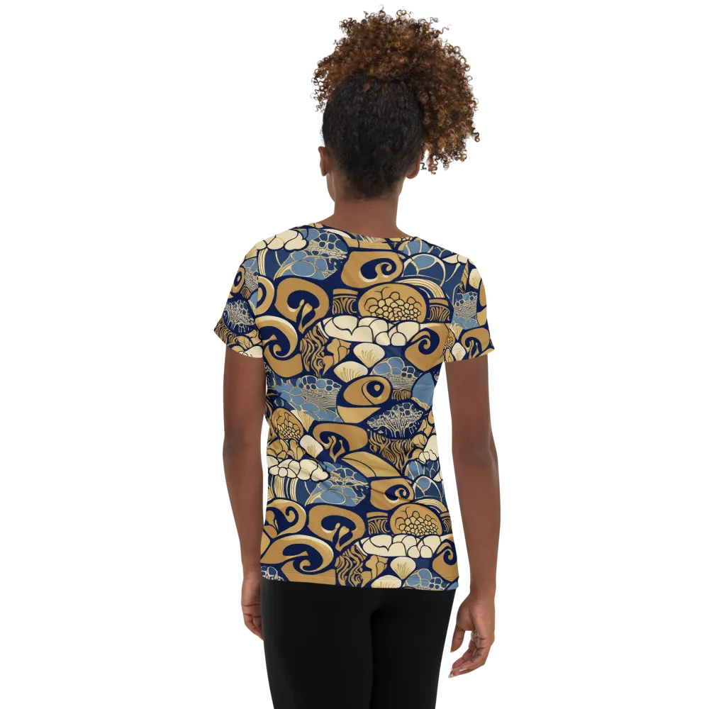 Art Nouveau Reef on Women's Athletic T-Shirt — Back
