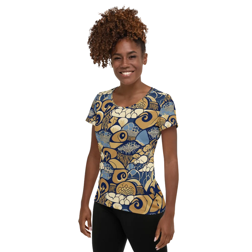 Art Nouveau Reef on Women's Athletic T-Shirt — Left