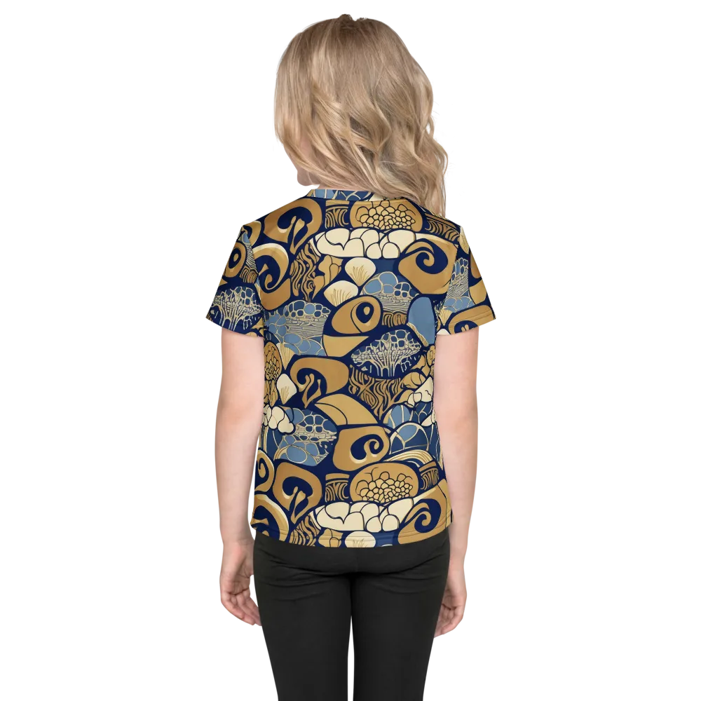 Art Nouveau Reef on Kids Crew Neck T-Shirt — Back