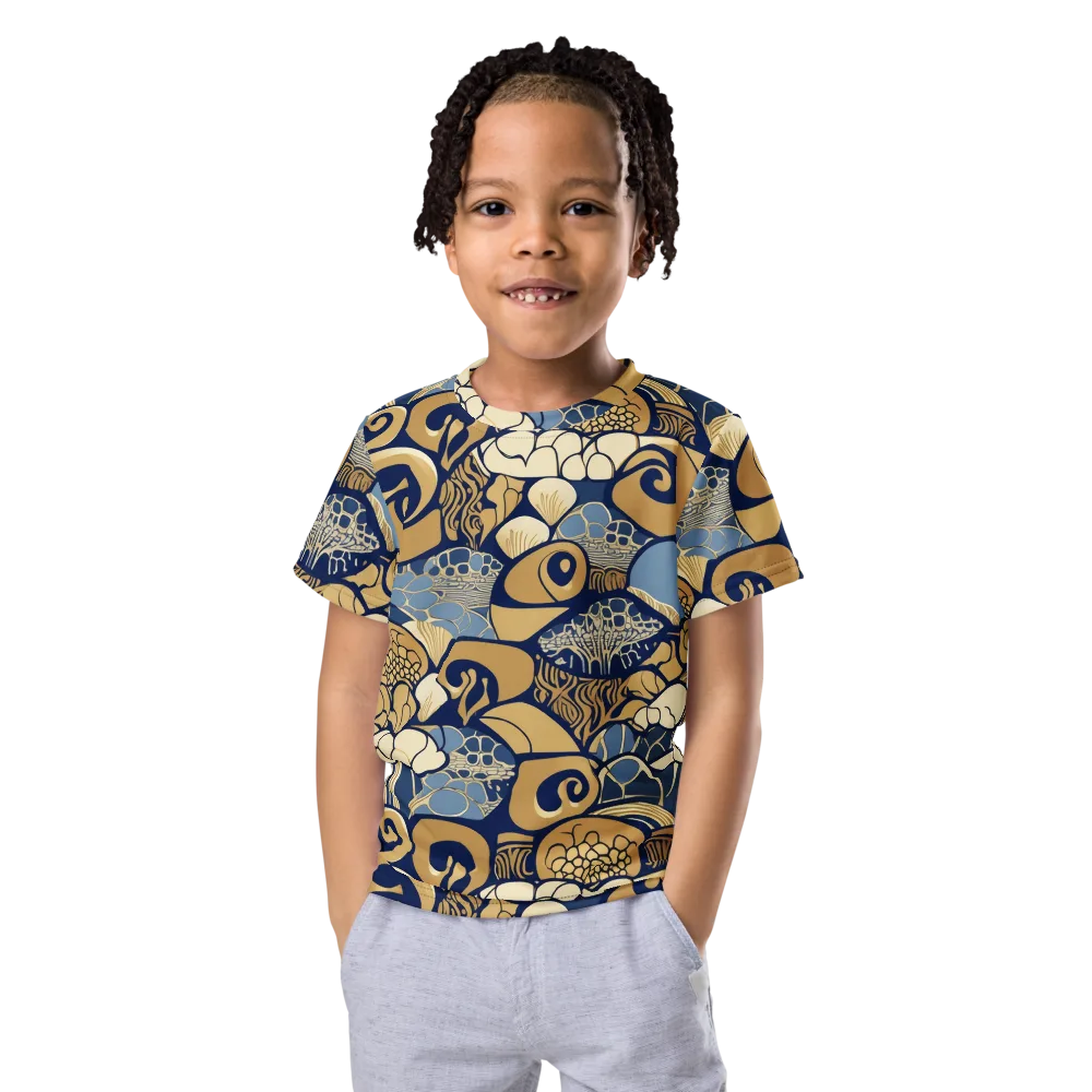 Art Nouveau Reef on Kids Crew Neck T-Shirt — Front