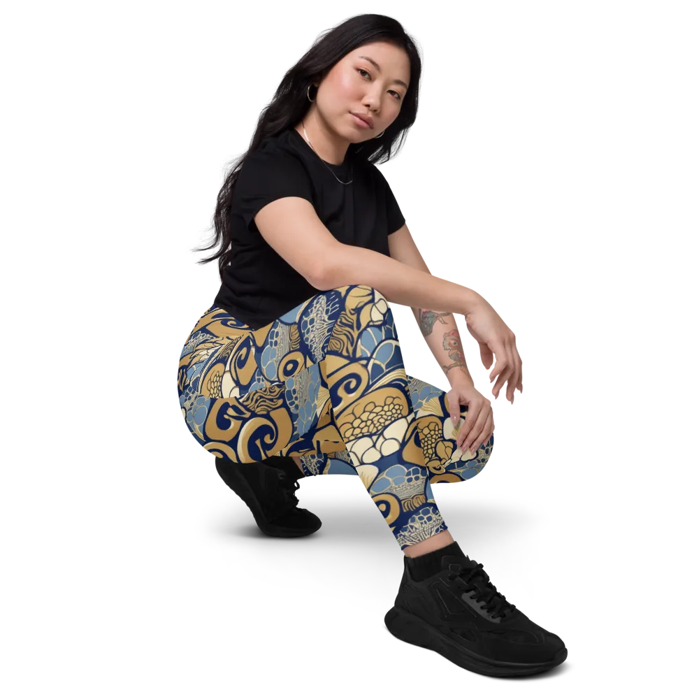Art Nouveau Reef on Leggings with Pockets — Right Front