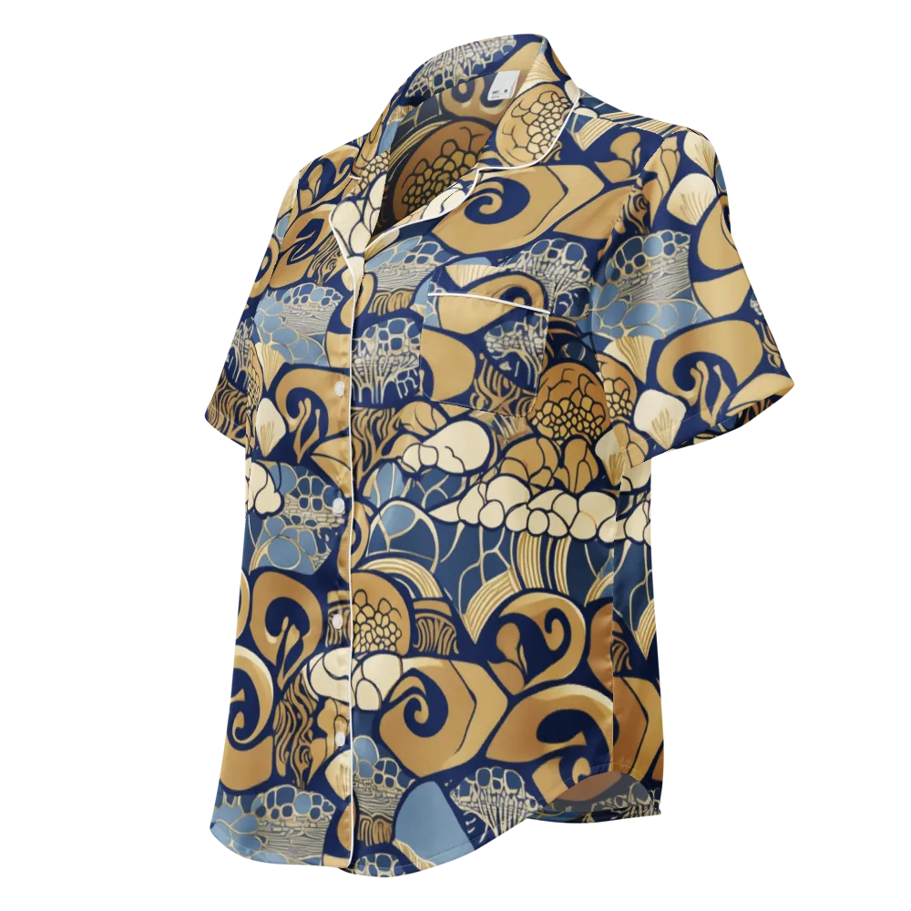 Art Nouveau Reef on Women's Short Sleeve Pajama Top — Left Front