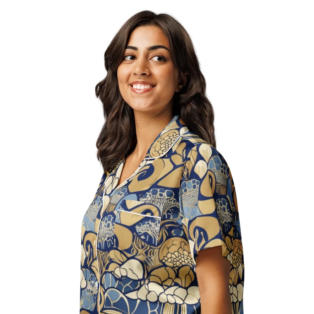 Art Nouveau Reef on Women's Short Sleeve Pajama Top — Left Front