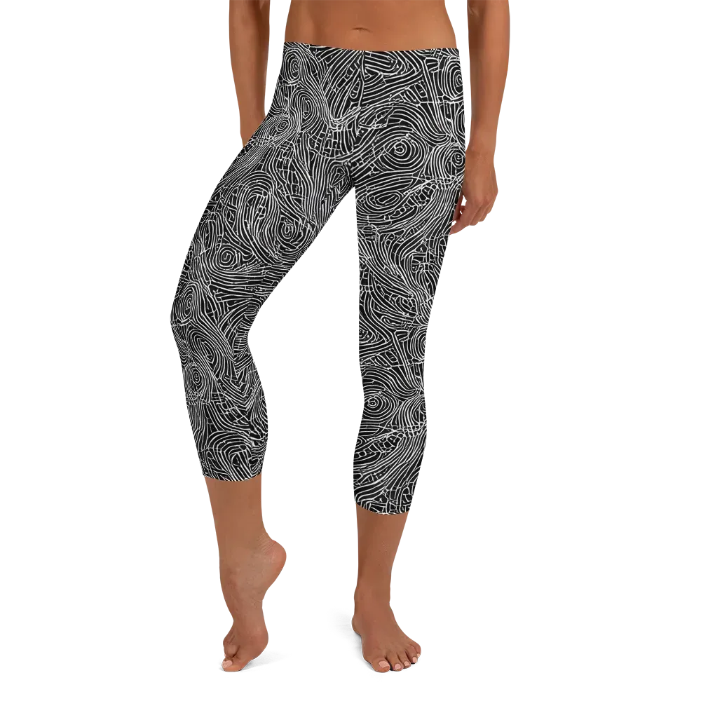 Noir Topography on Capri Leggings — Front