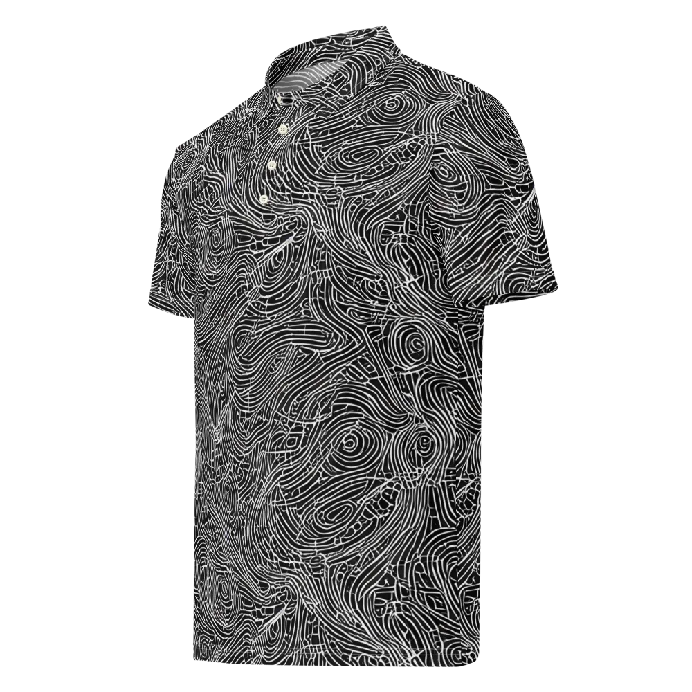 Noir Topography on Men's Slim Fit Polo Shirt — Left Front