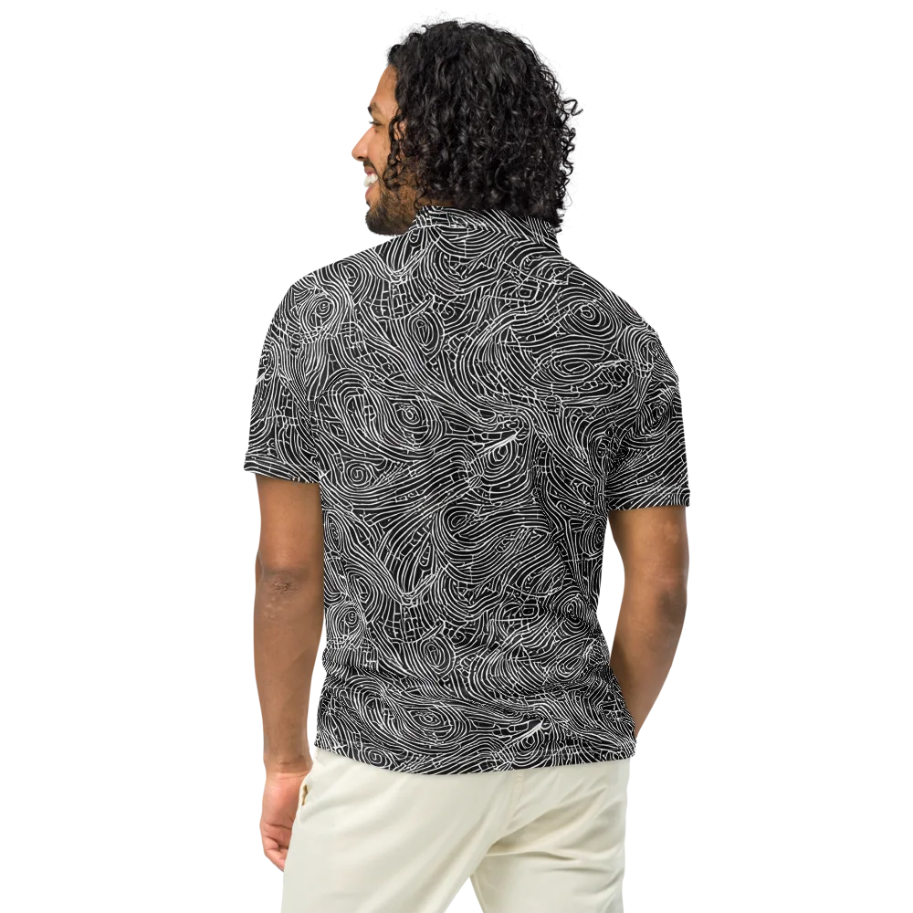 Noir Topography on Men's Slim Fit Polo Shirt — Back