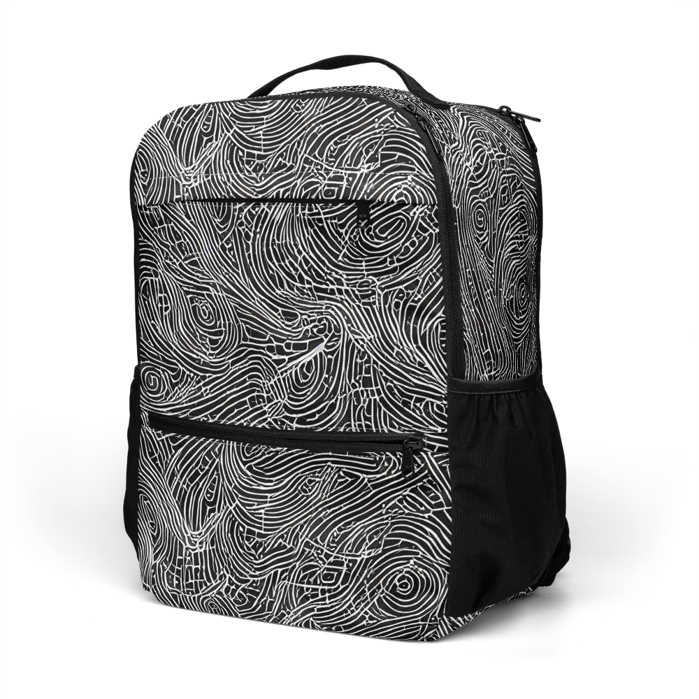 Noir Topography on Utility Backpack — Left Front