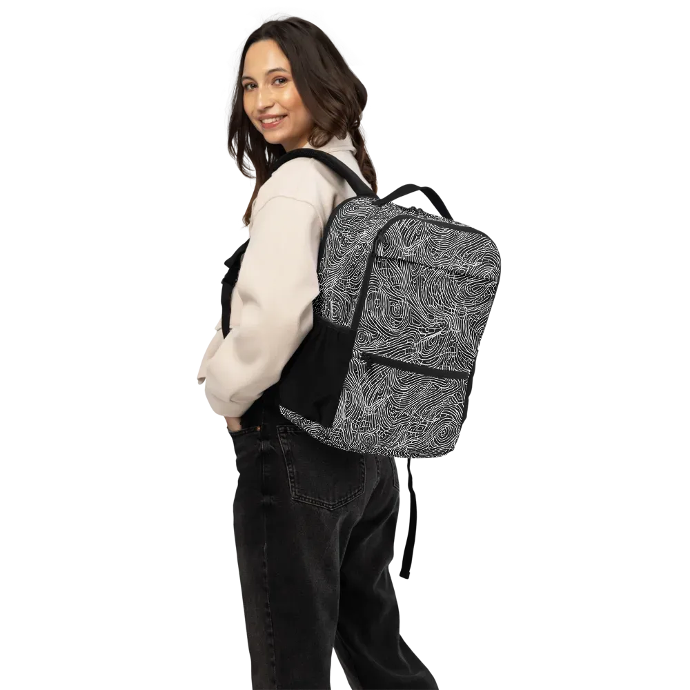 Noir Topography on Utility Backpack — Back