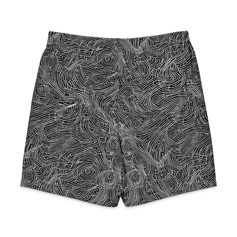 Noir Topography on Men's Board Shorts — Back