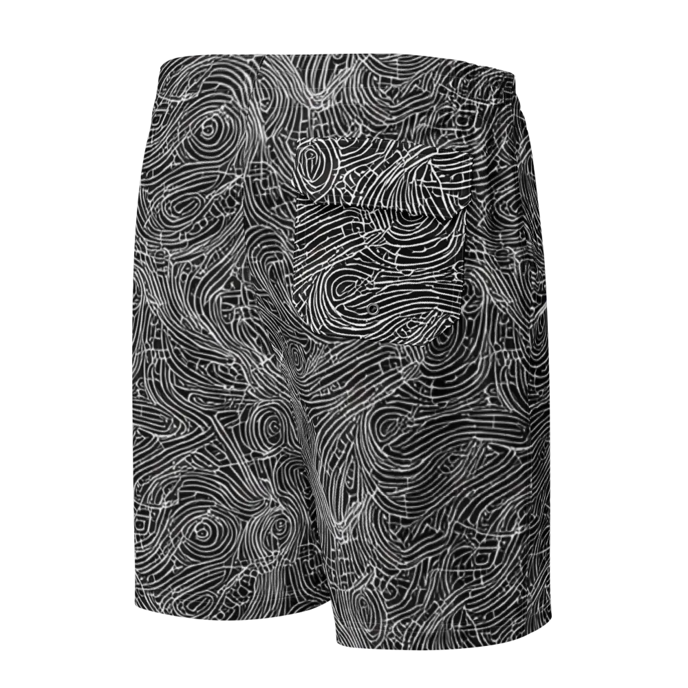 Noir Topography on Men's Board Shorts — Back