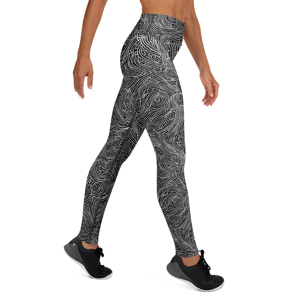 Noir Topography on Yoga Leggings — Right