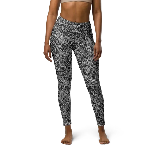 Noir Topography on a Yoga Leggings