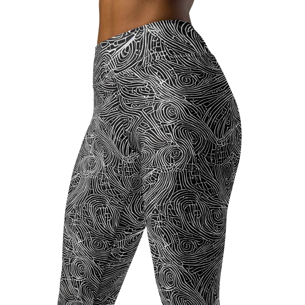 Noir Topography on Yoga Leggings — Left Front