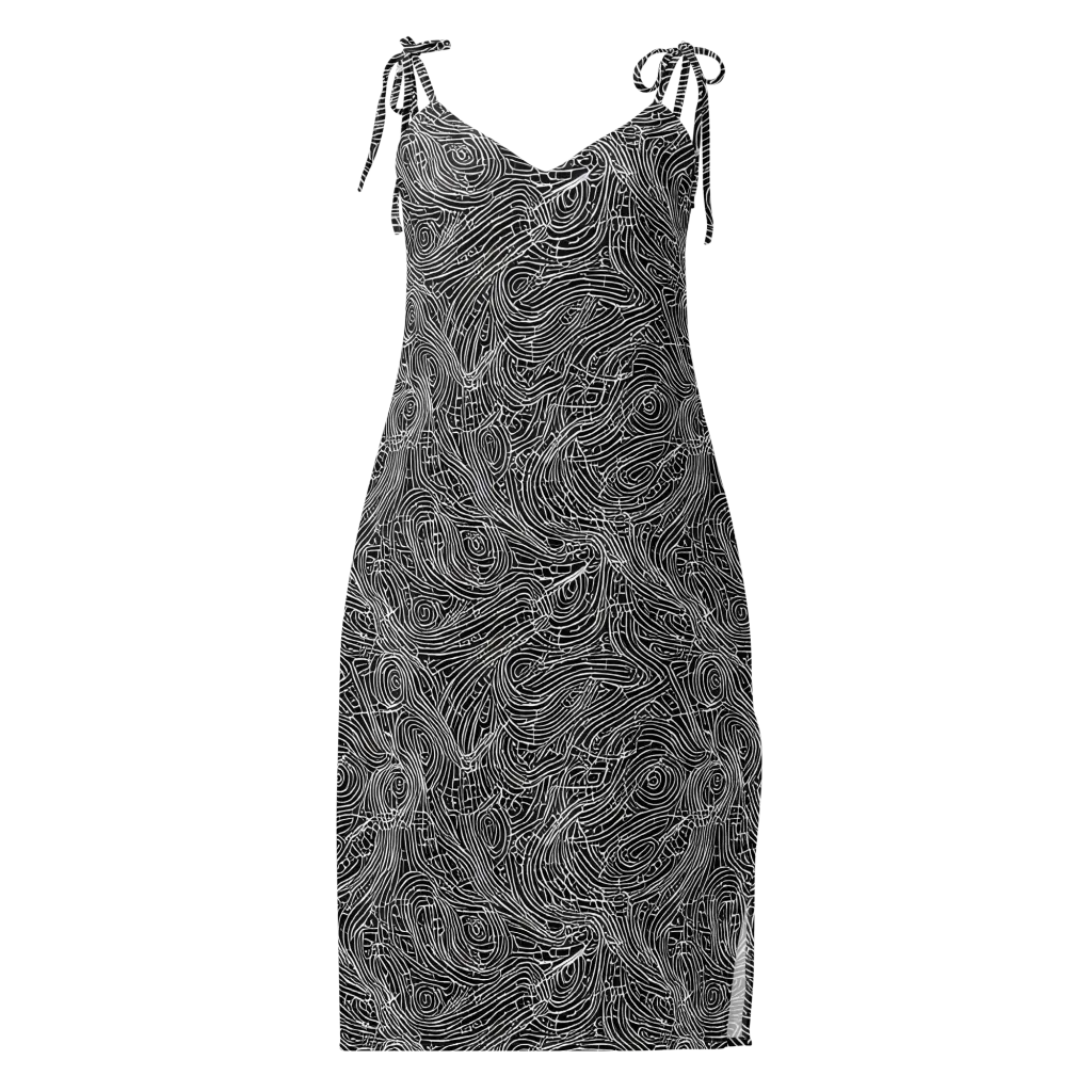 Noir Topography on Slip Dress — Front