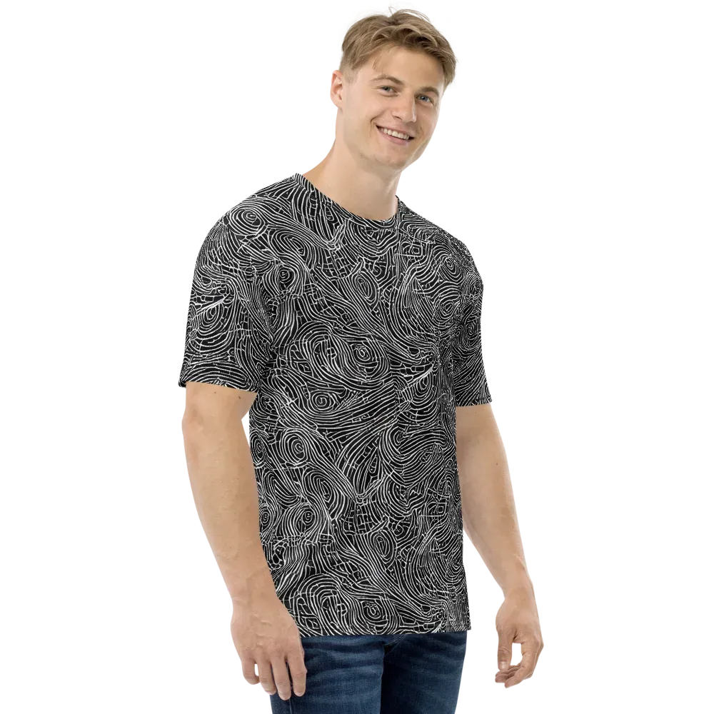 Noir Topography on Men's Crew Neck T-Shirt — Right