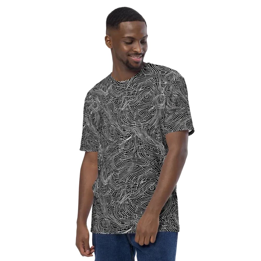 Noir Topography on Men's Crew Neck T-Shirt — Left