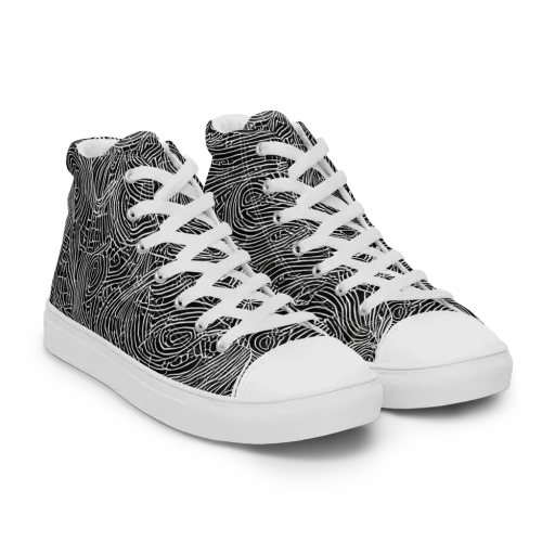 Noir Topography on a Women's High Top Canvas Shoes