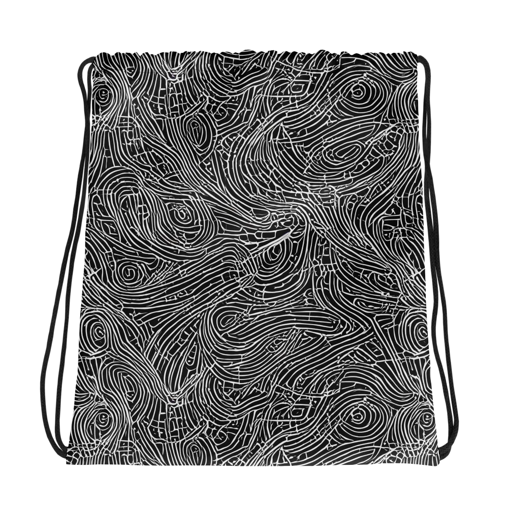 Noir Topography on Drawstring Bag — Photo