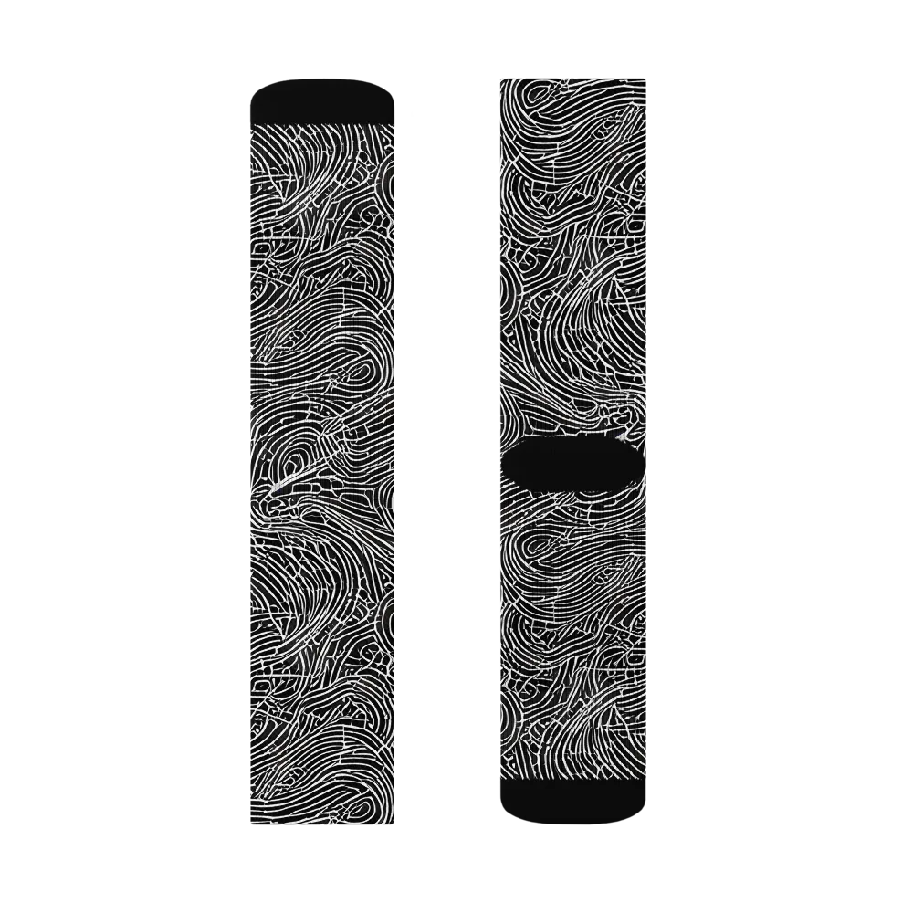 Noir Topography on Socks — Right Sock