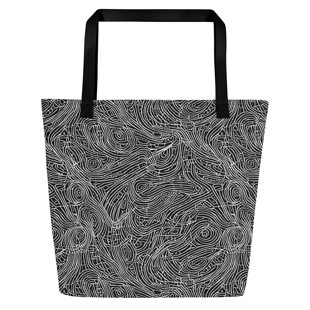 Noir Topography on Large Tote Bag W/ Pocket — Front