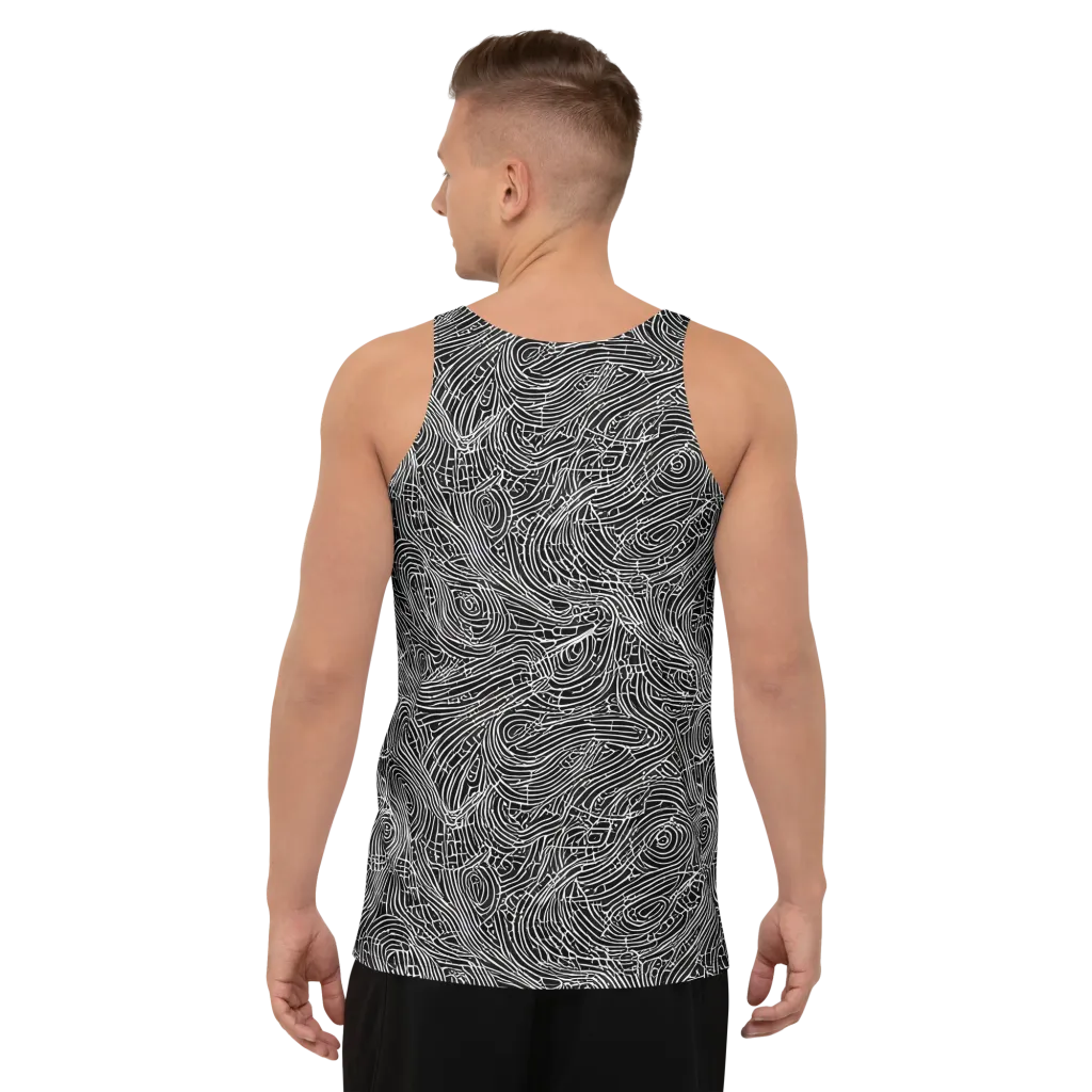 Noir Topography on Men's Tank Top — Back