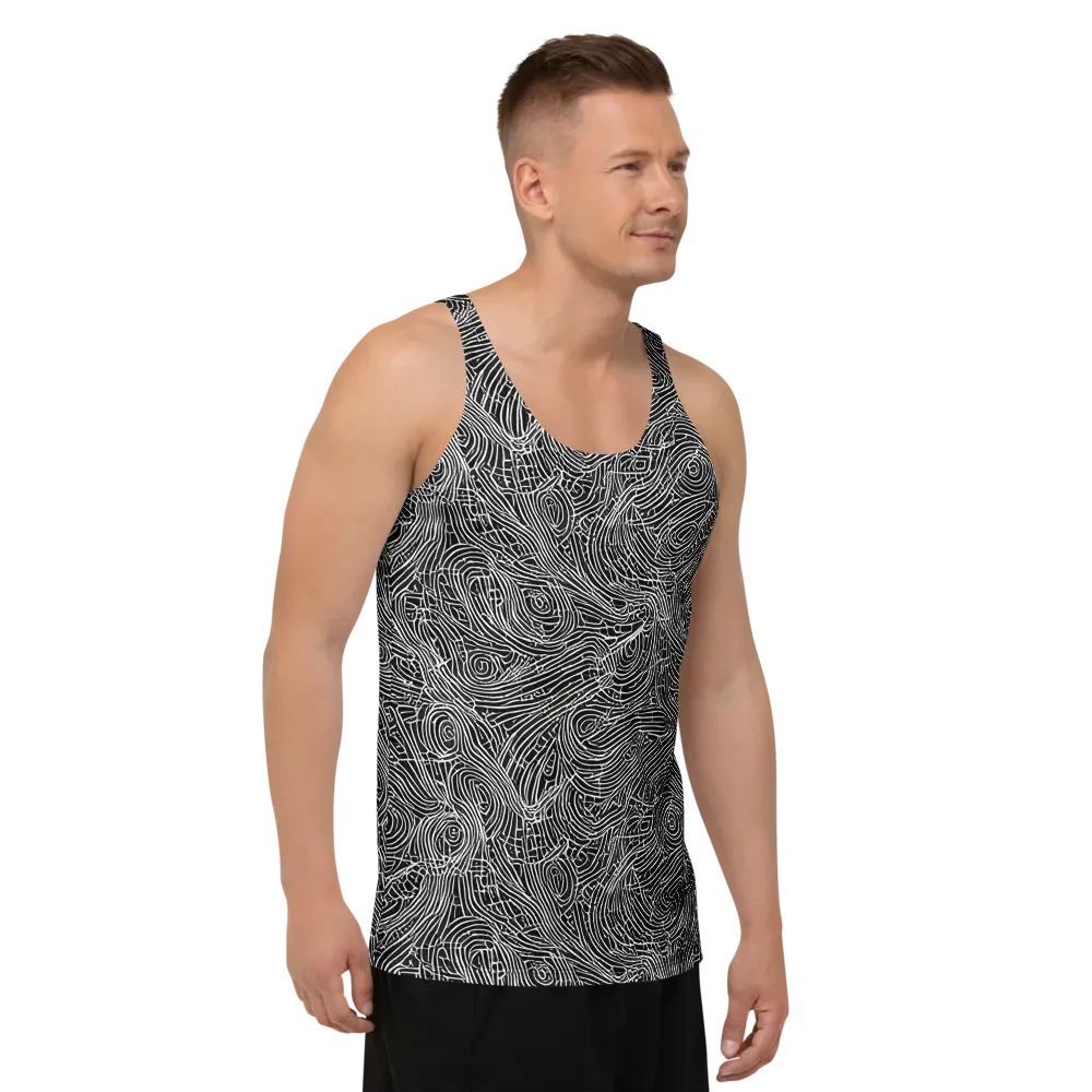 Noir Topography on Men's Tank Top — Right Front
