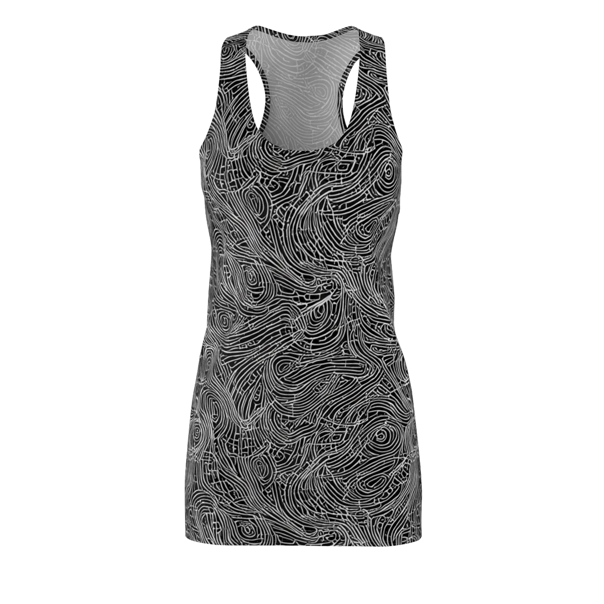 Noir Topography on Racerback Dress — Front