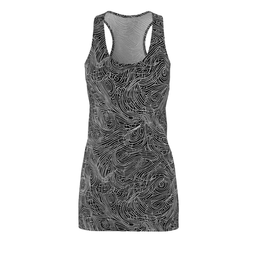 Noir Topography on a Racerback Dress