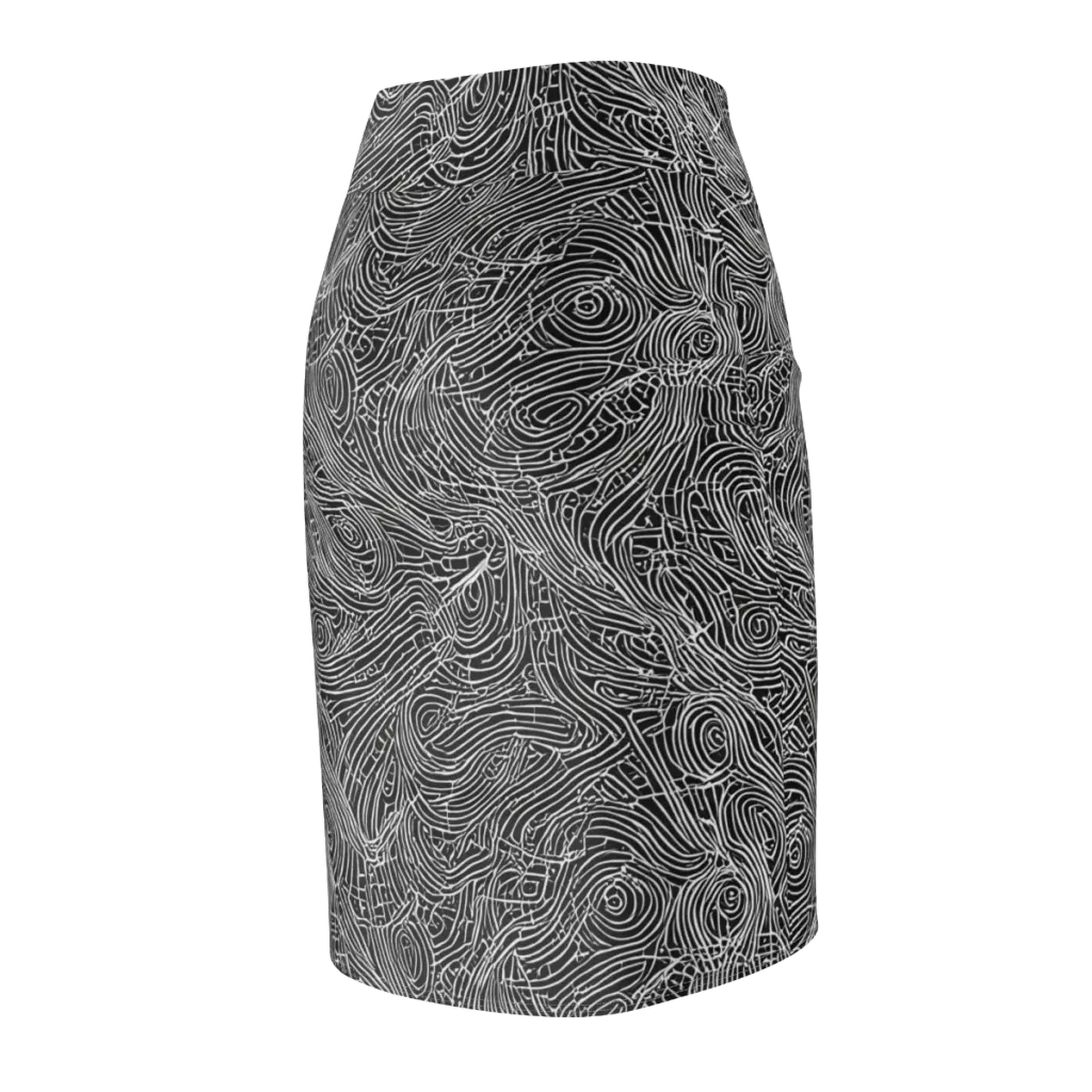 Noir Topography on Pencil Skirt — Back Side