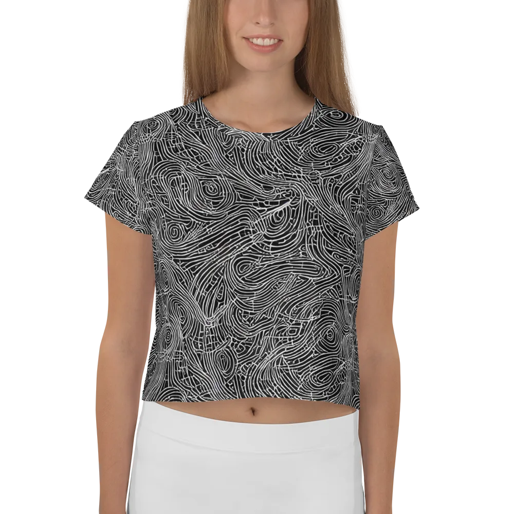 Noir Topography on Crop Tee — Front