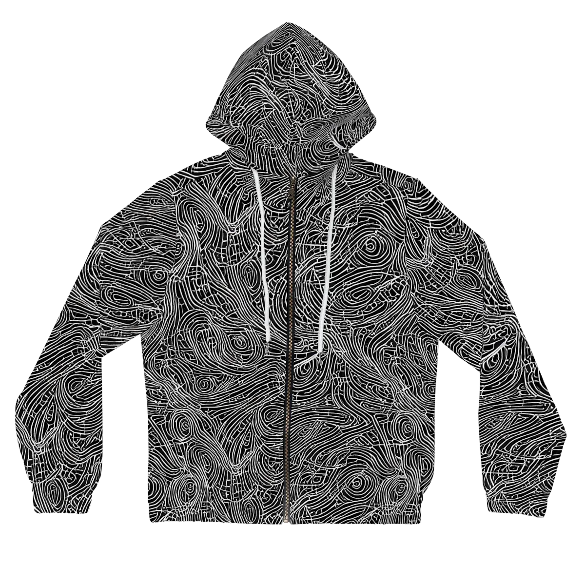 Noir Topography on Women's Full-Zip Hoodie — Front