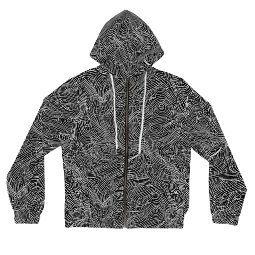 Noir Topography on a Women's Full-Zip Hoodie