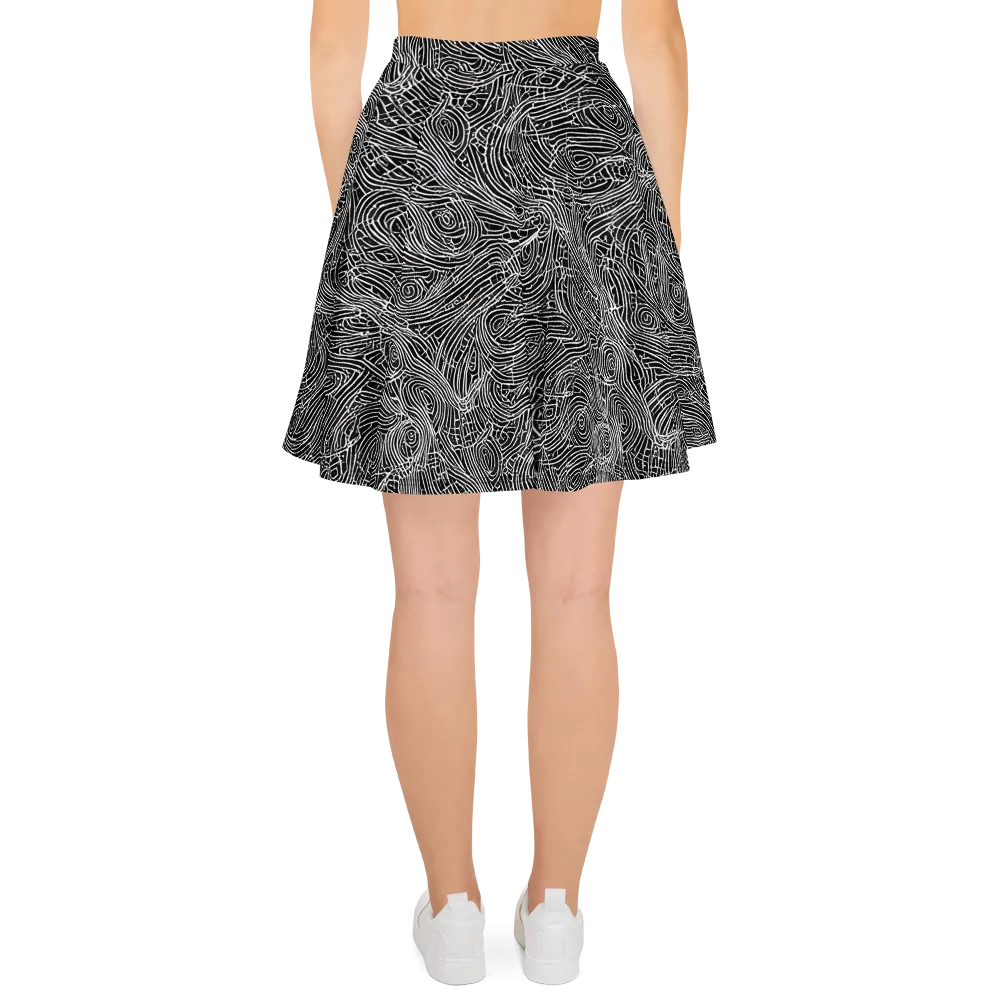 Noir Topography on Skater Skirt — Back