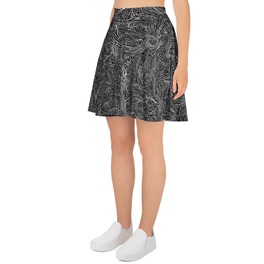 Noir Topography on Skater Skirt — Left