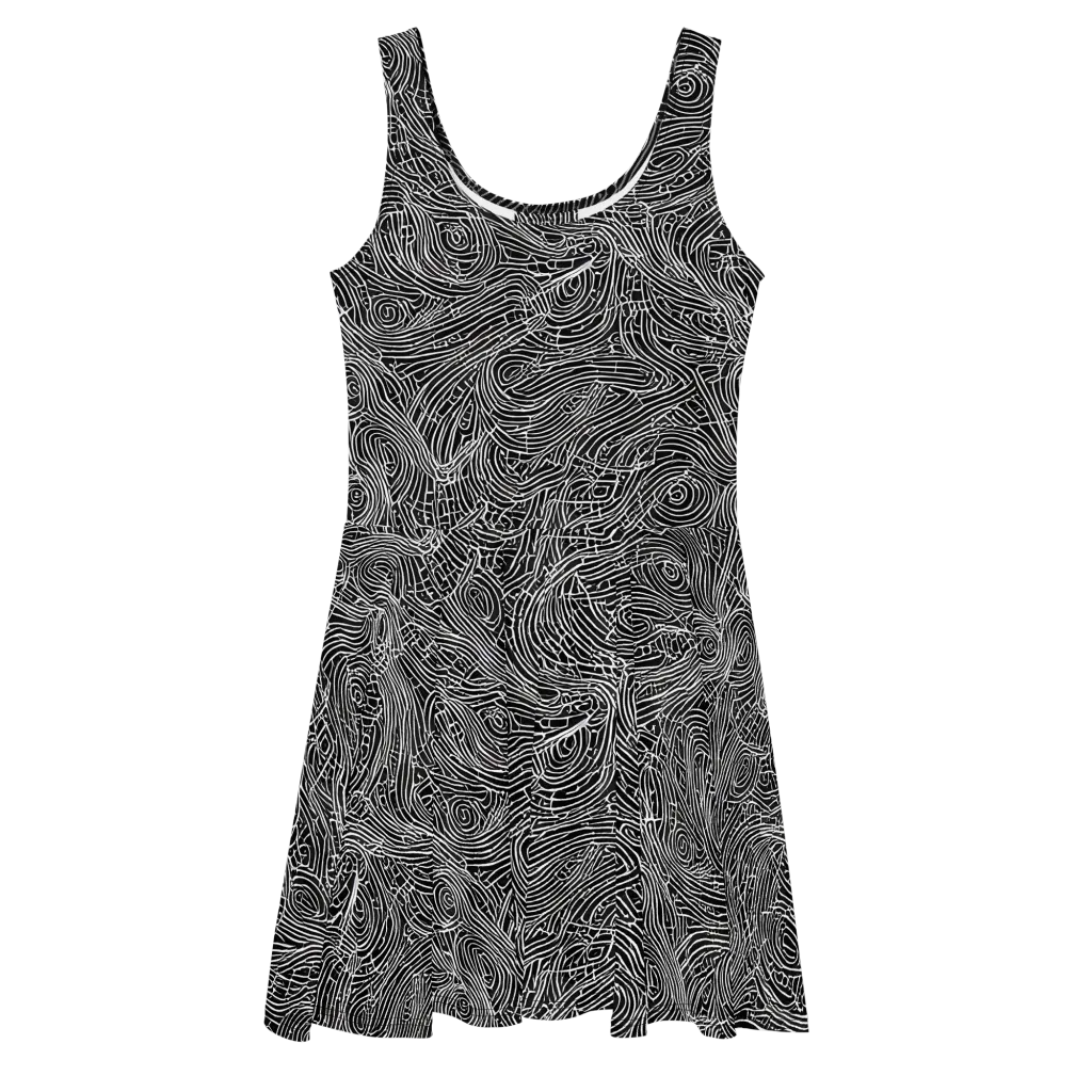 Noir Topography on Skater Dress — Front