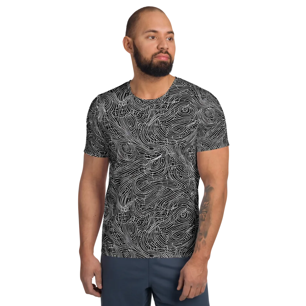 Noir Topography on Men's Athletic T-Shirt — Front
